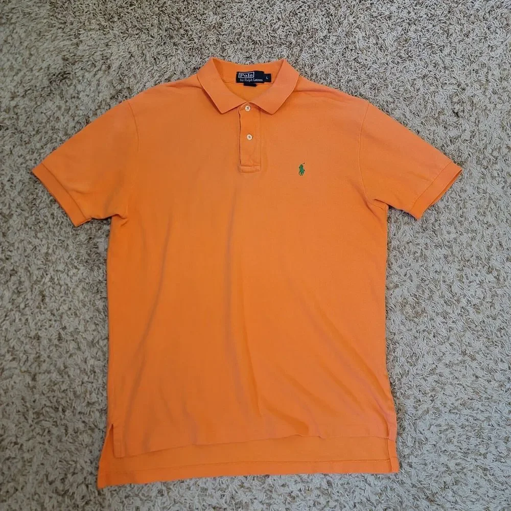 Polo by‎ Ralph Lauren Orange Mens L Short Sleeve Casual Shirt